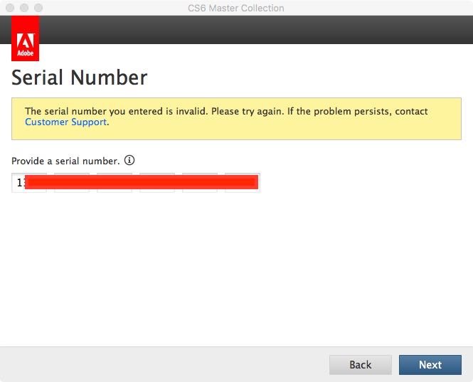 Solved: CS6 Product Key Not Valid - Adobe Community - 9093726